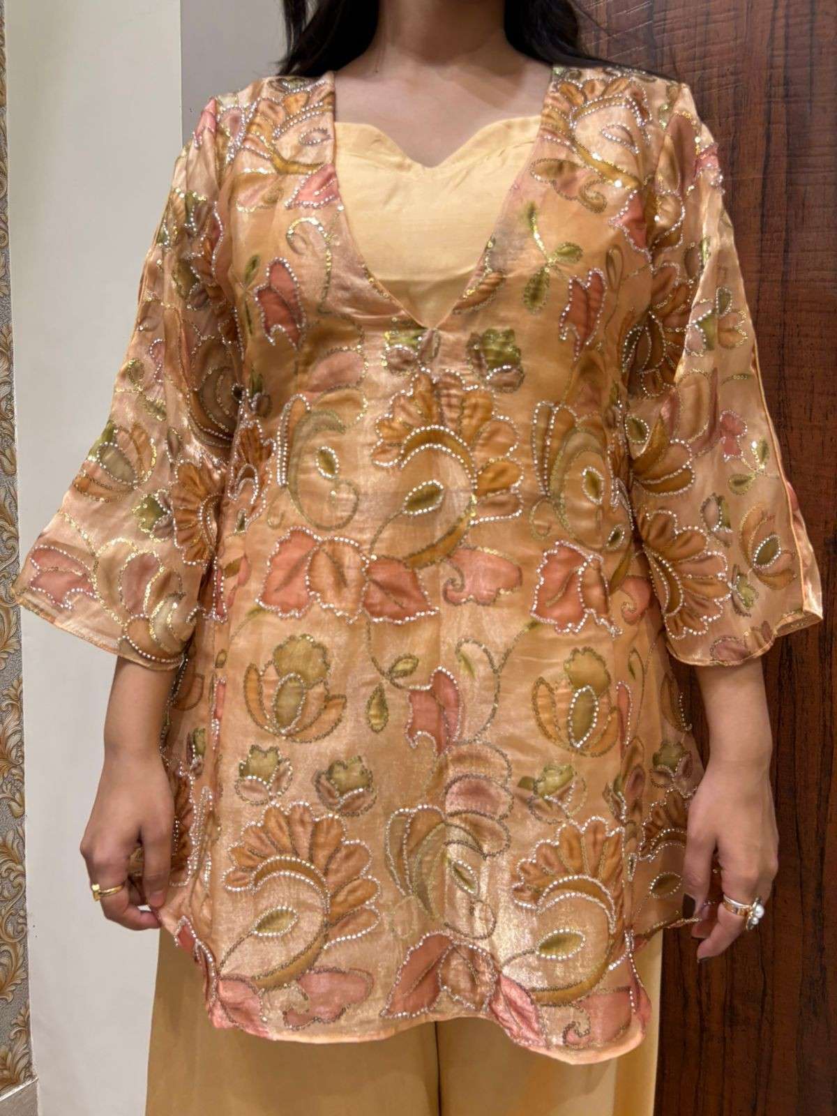 Peach Organza 3pc coordset