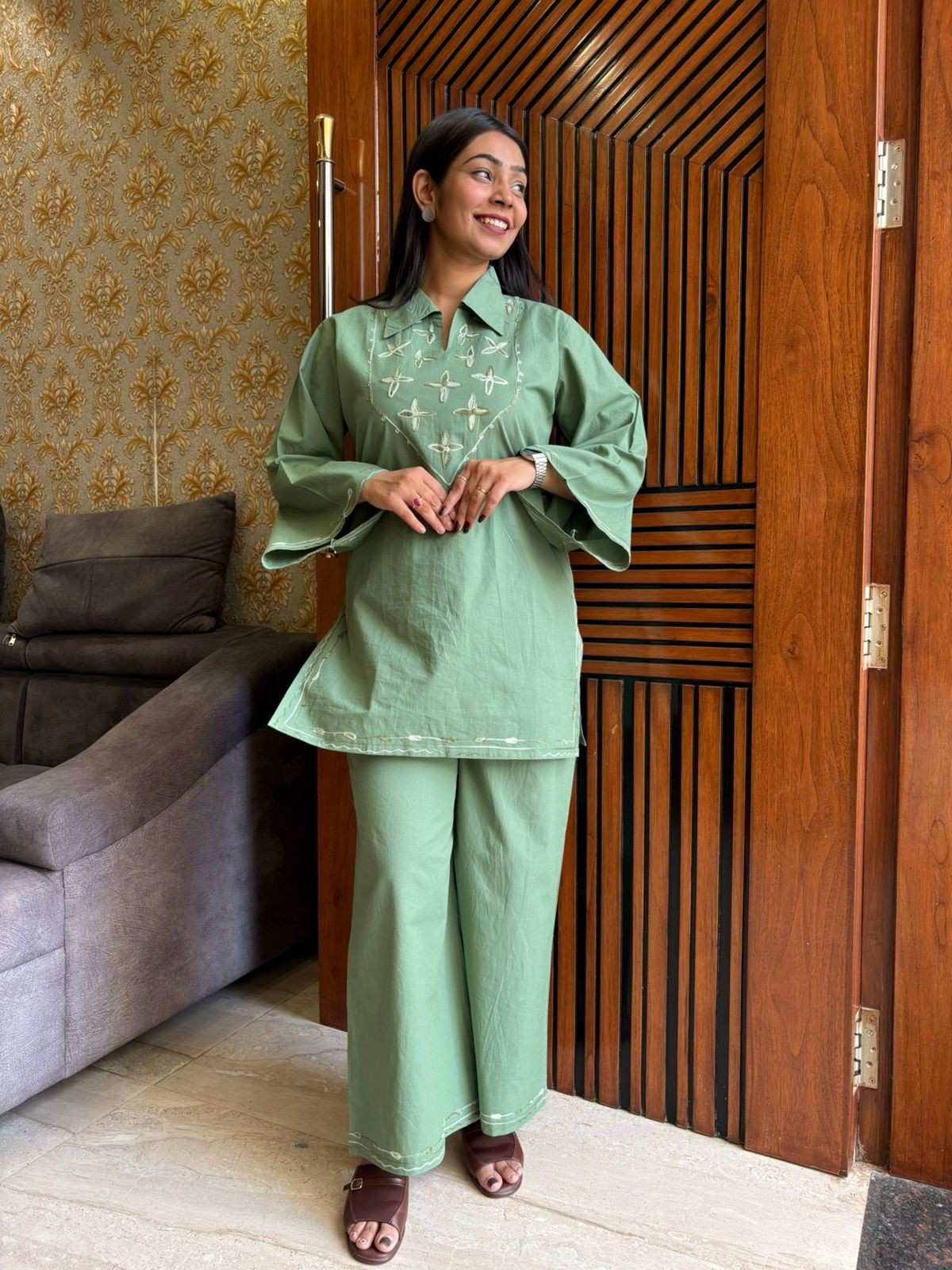 Pakistani Embroidered Cotton coordset
