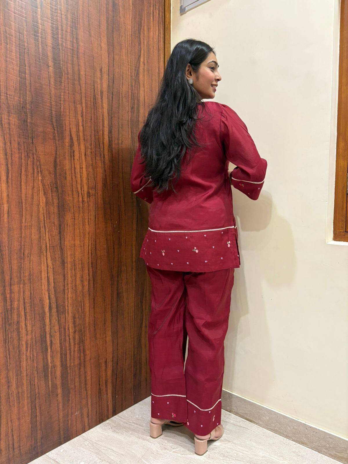 Chanderi Embroidered Coordset