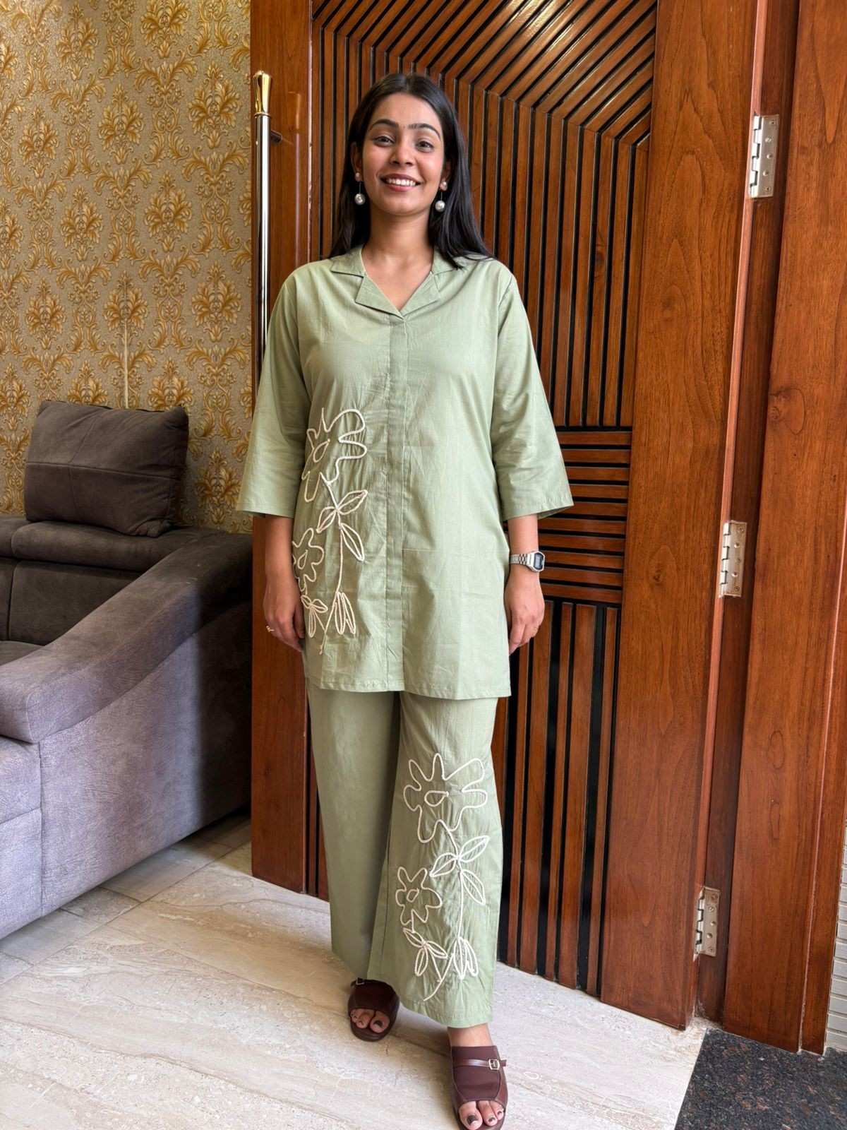 Cotton threadwork Coordset