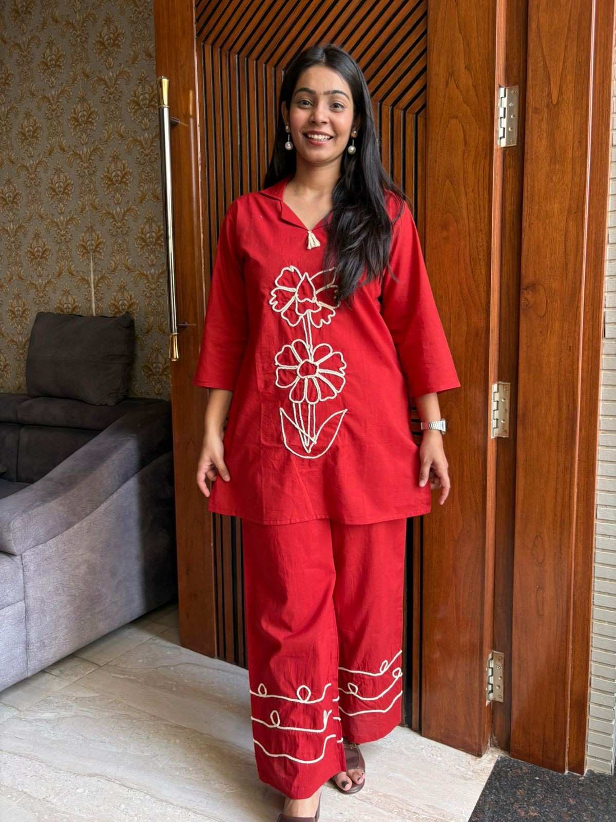 Cotton threadwork Coordset