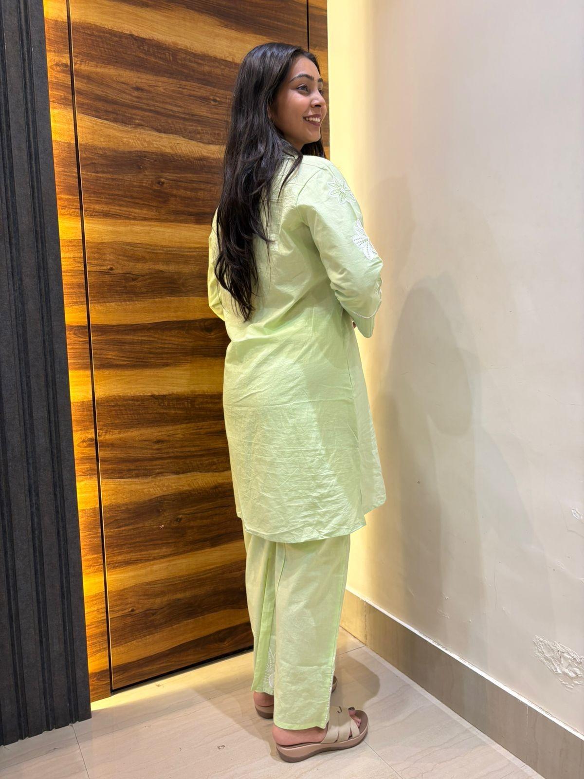 Pure Cotton embroidered coordset
