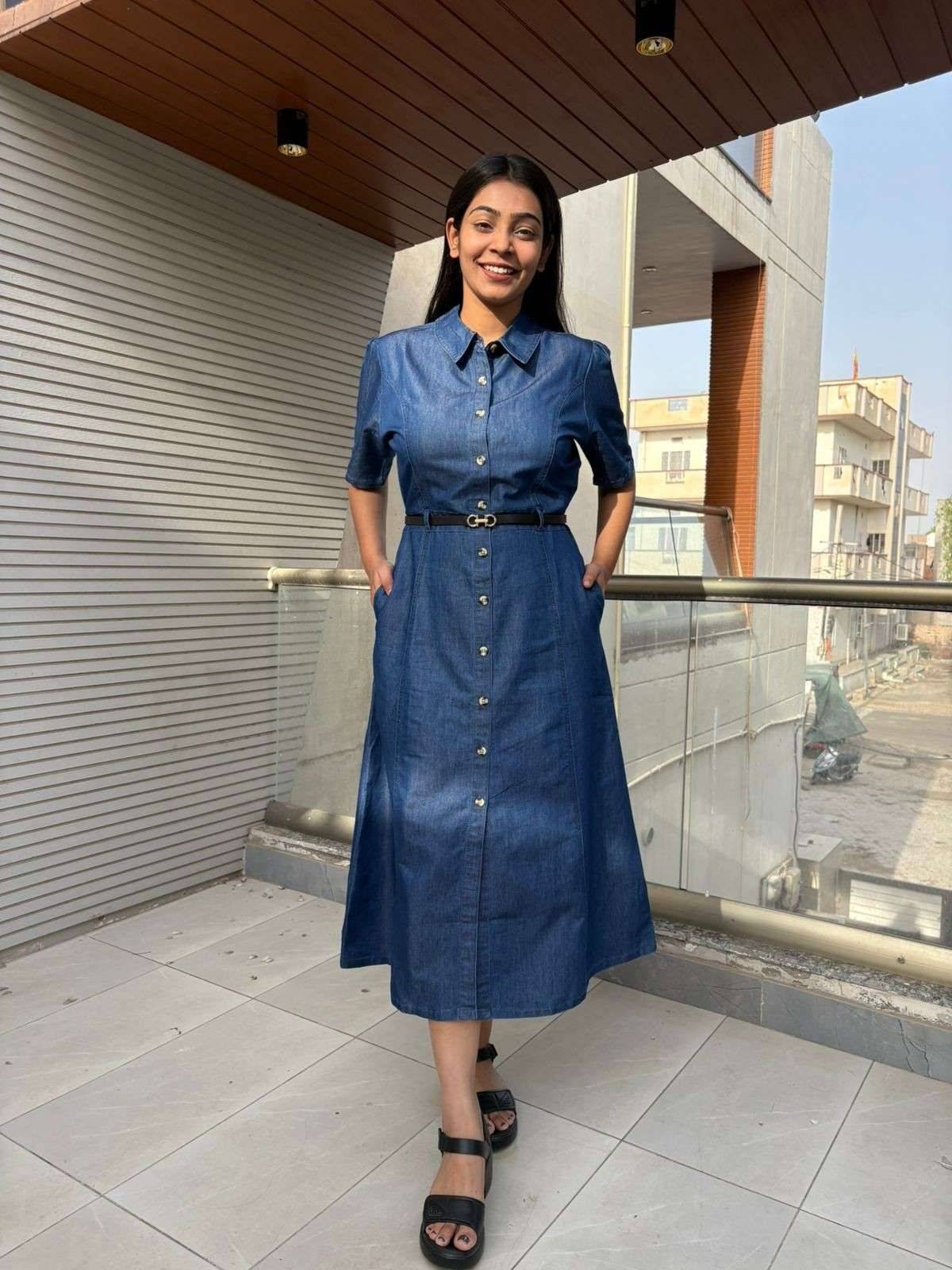 Denim Solid Dress