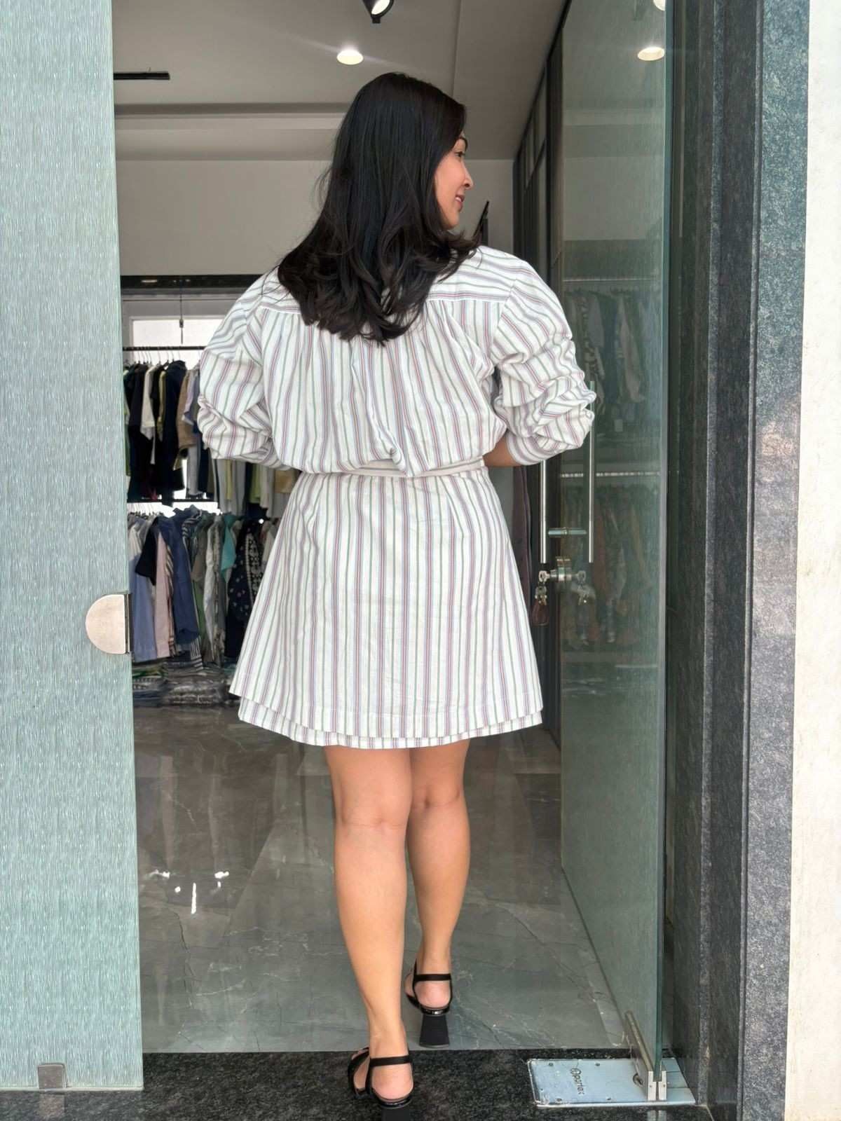 Stripe Shirt Wrap Dress