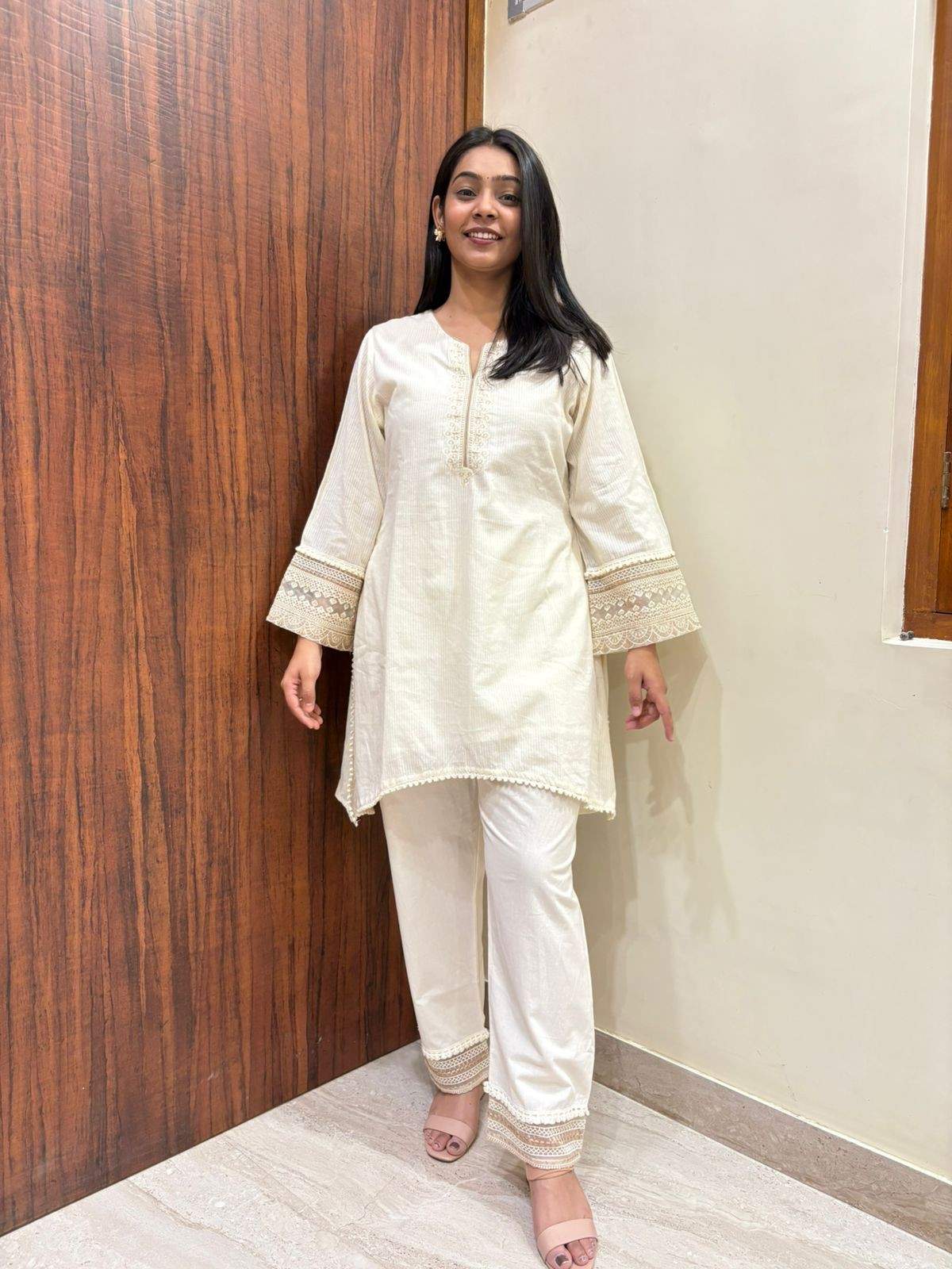 Off white Mul cotton coordset