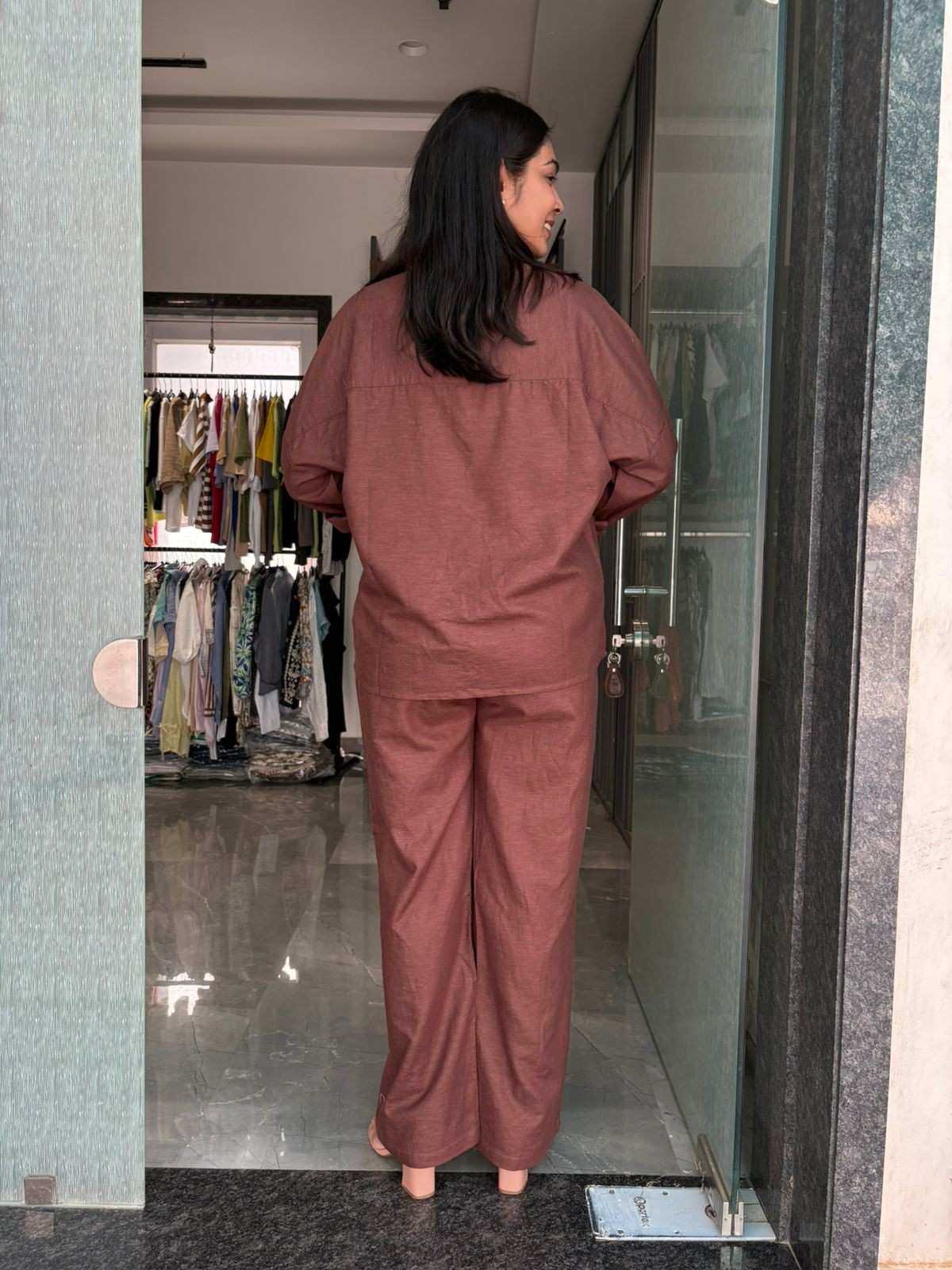 Linen Embroidered coordset