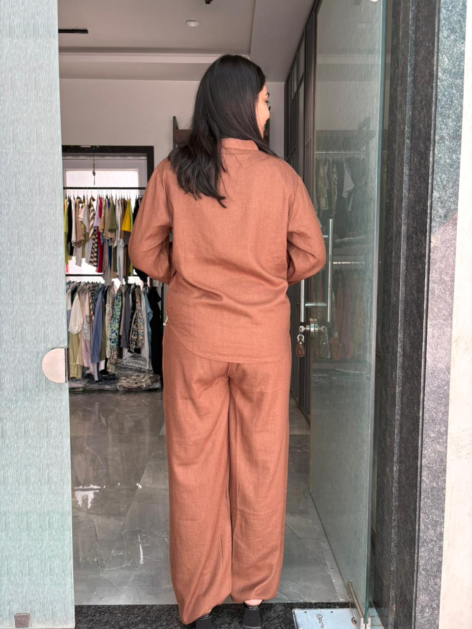 Linen Embroidered coordset