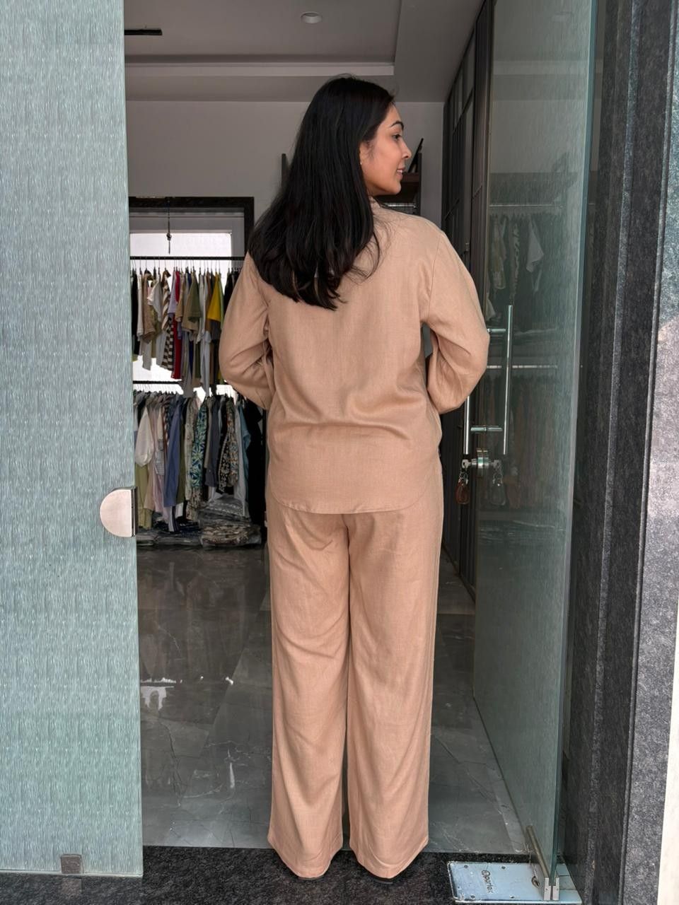Linen Embroidered coordset