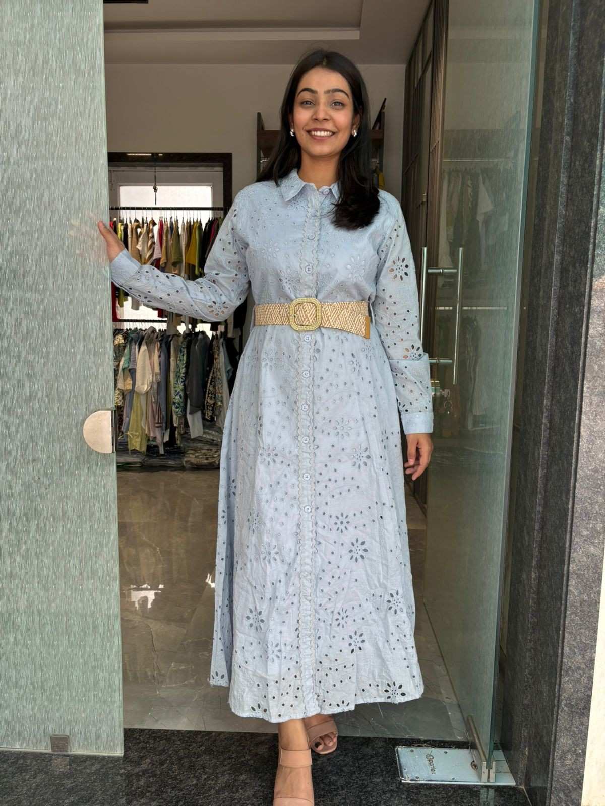 Cotton cutwork shirt Dress