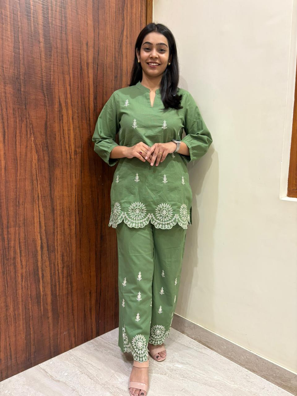 Embroidered Khadi Coordset
