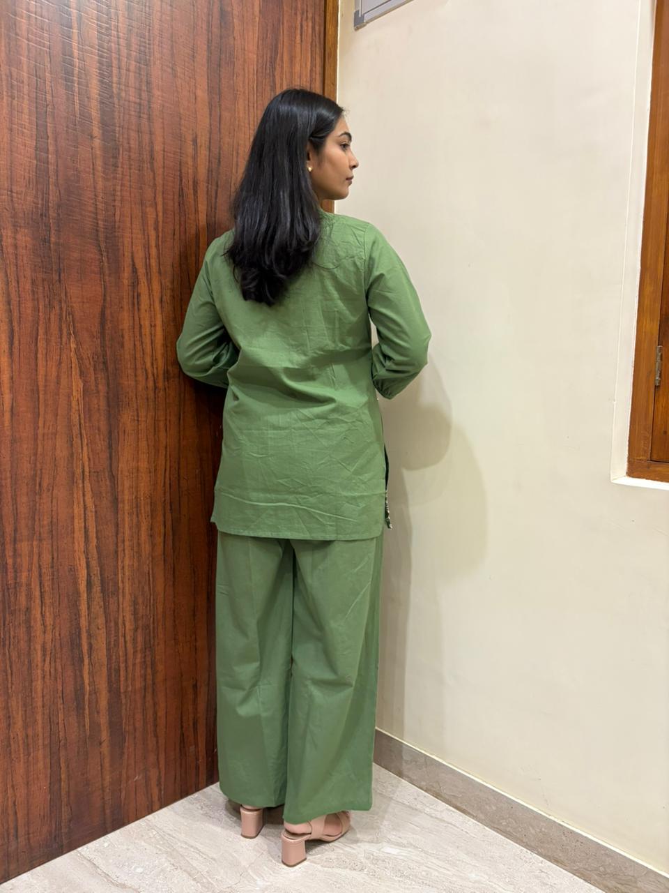 Embroidered Khadi Coordset