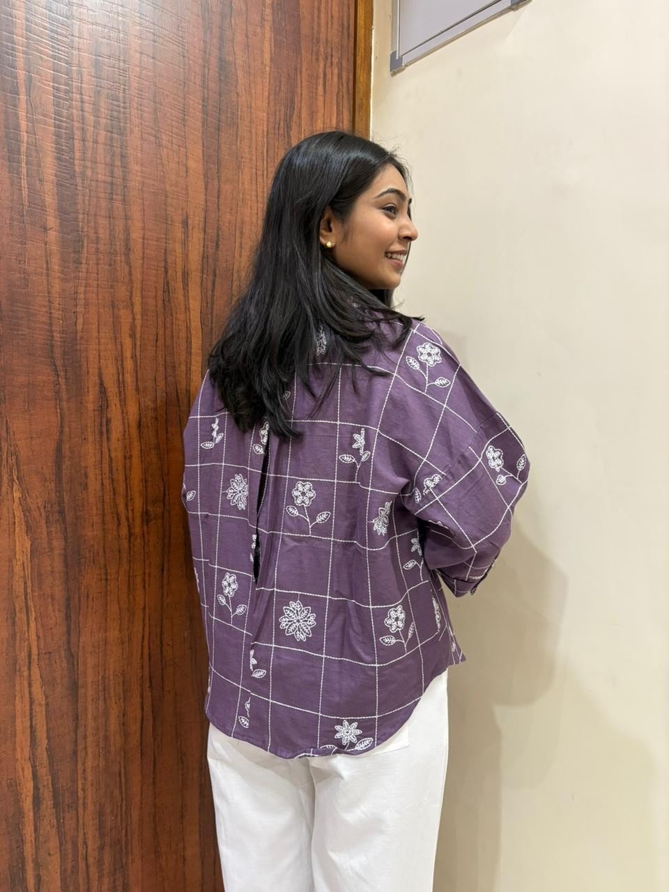 Embroidered Linen baggy shirt Embroidered