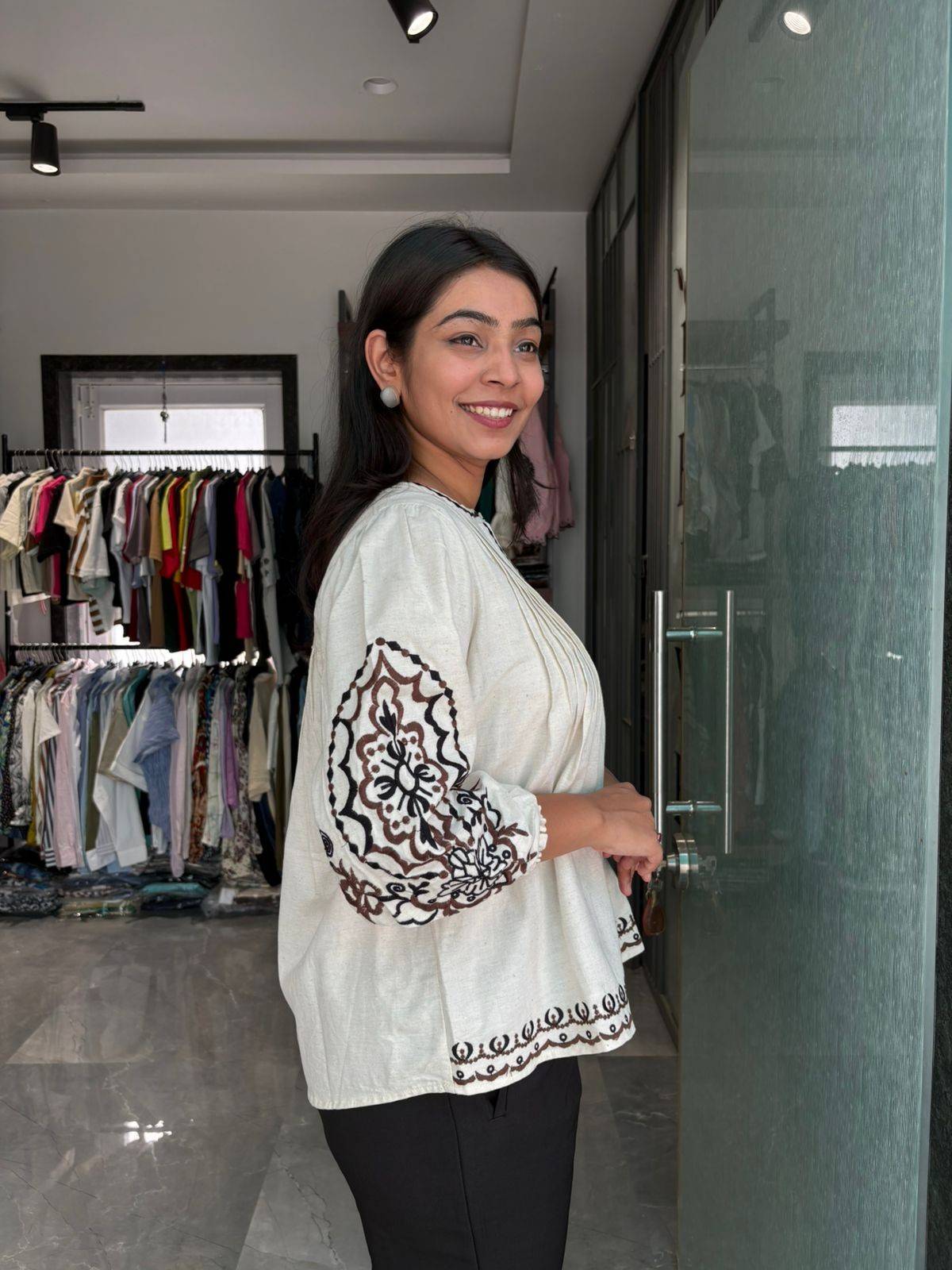 Embroidered Flex Cotton Tops