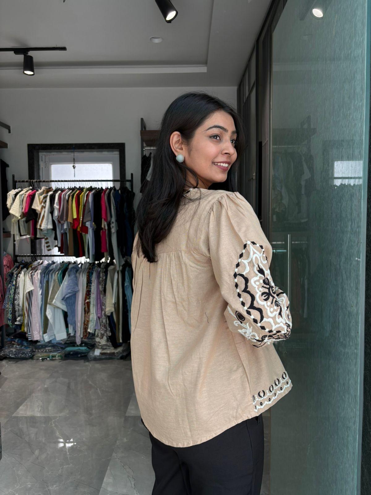 Embroidered Flex Cotton Tops