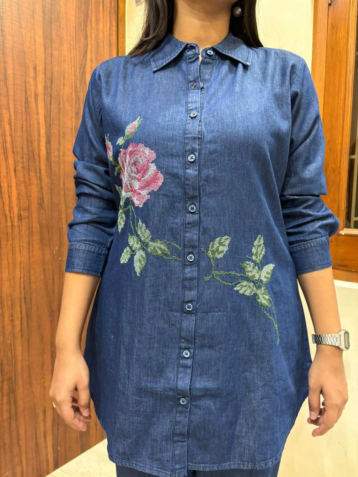 Denim Embroidered Coordset