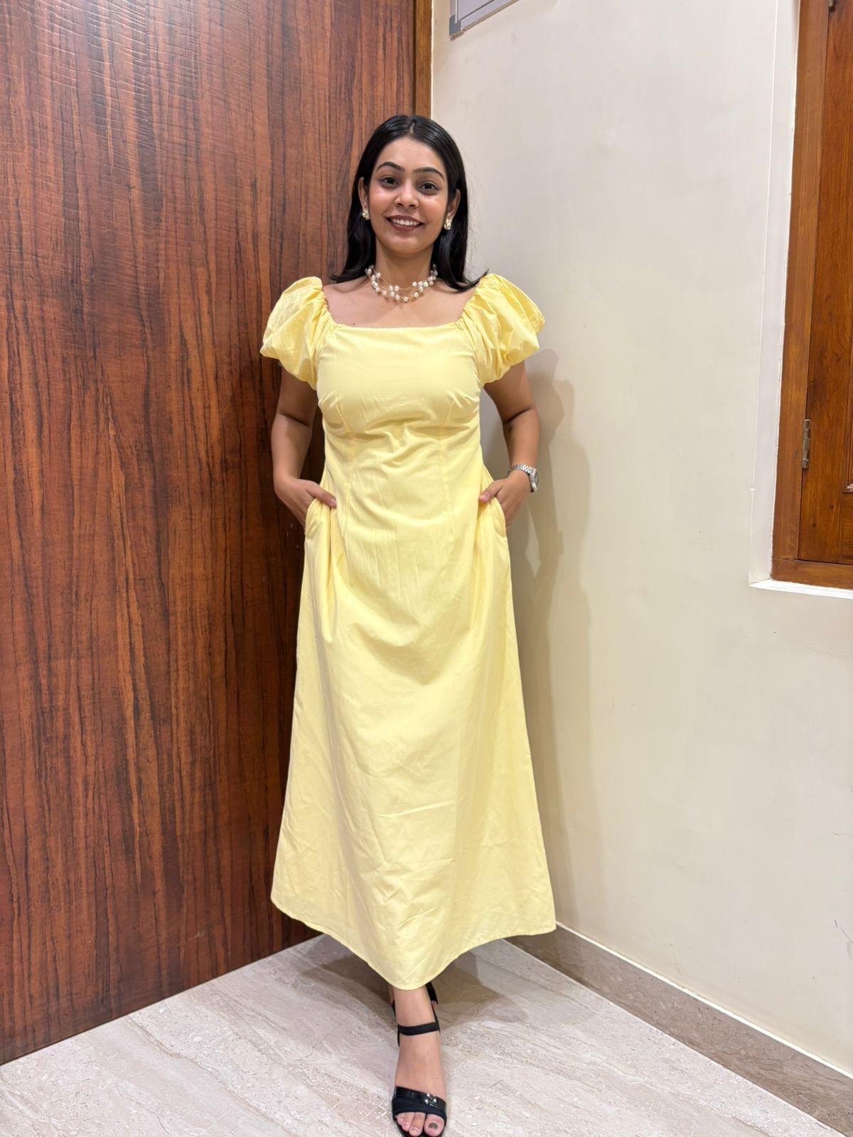 Butter yellow Silhouette Dress