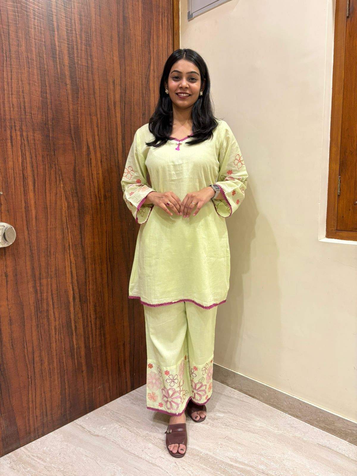 Pistachio Green Embroidered Coordset