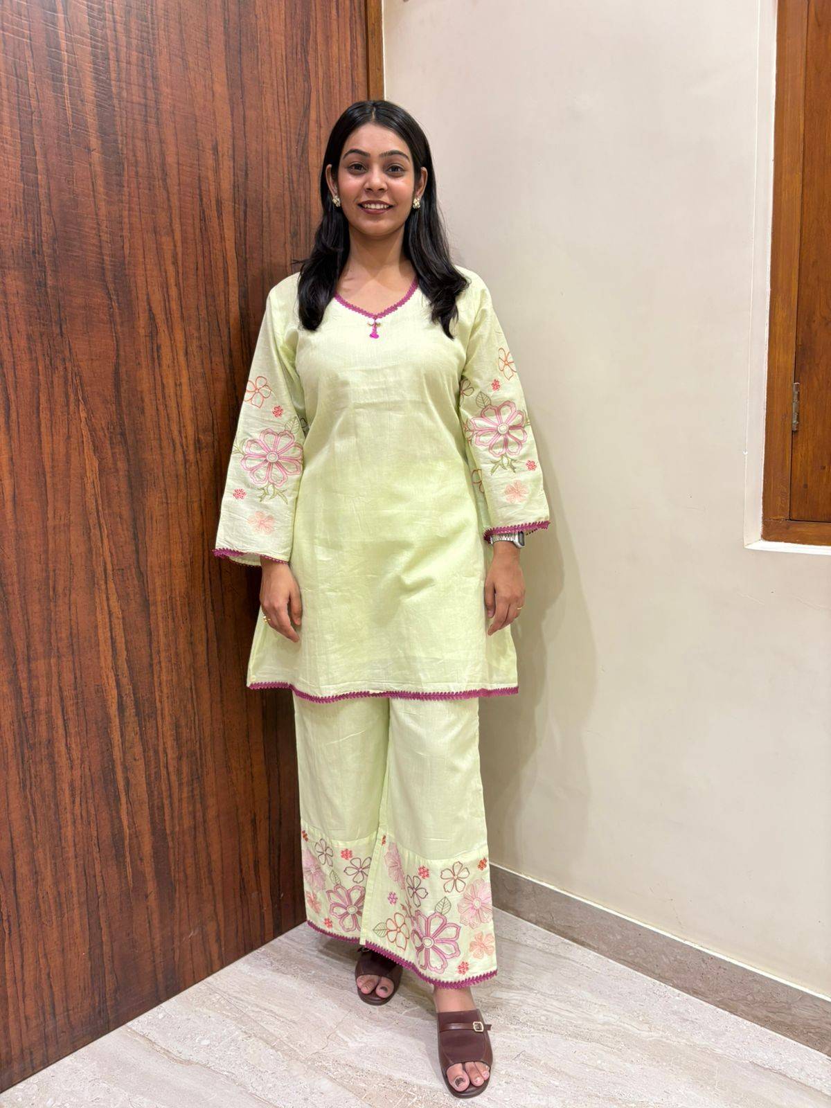 Pistachio Green Embroidered Coordset