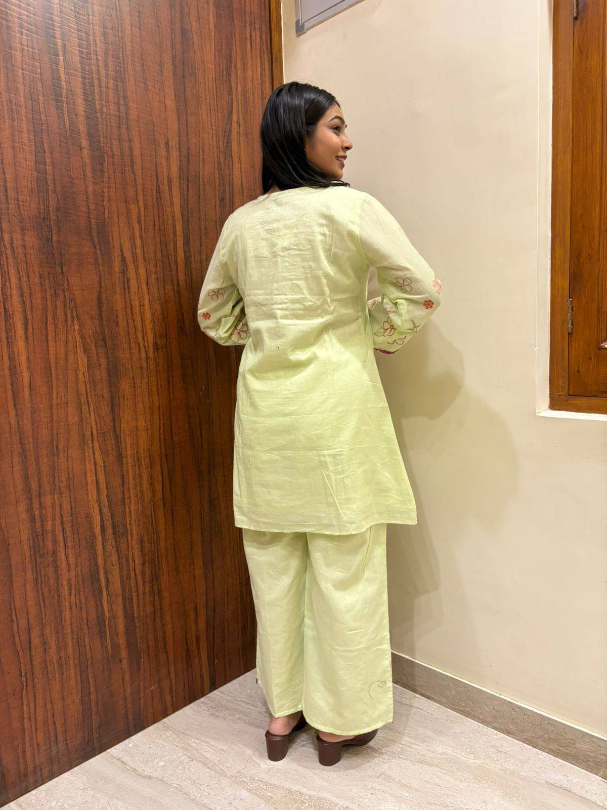 Pistachio Green Embroidered Coordset