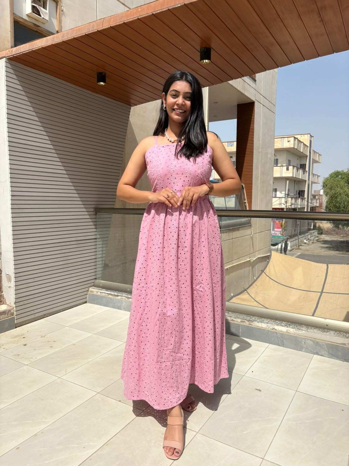 Cutwork Strap Dress