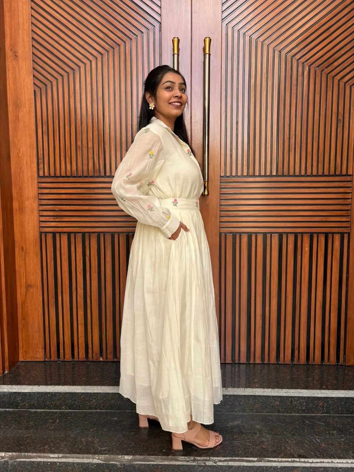 Chanderi Mustered Long skirt coordset