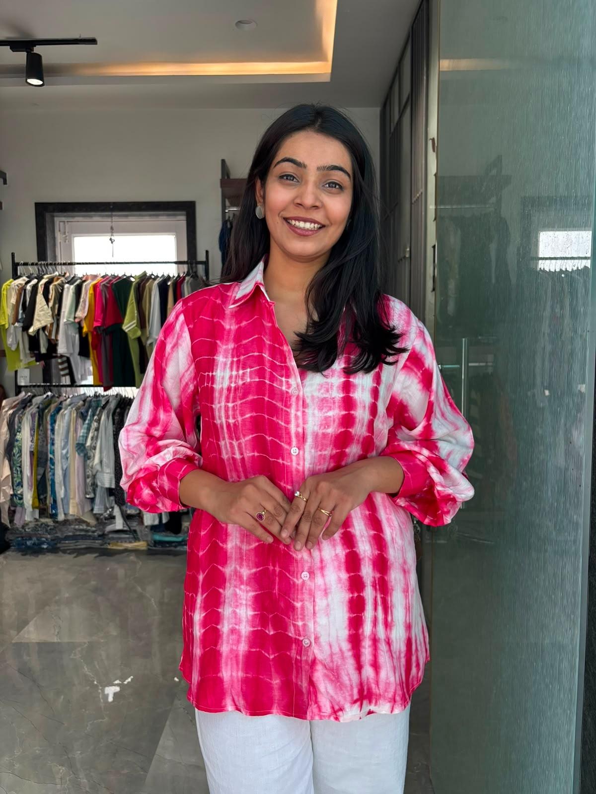 Shibori Tie-dye muslin shirts