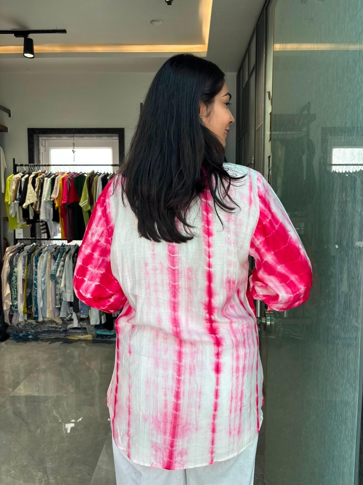 Shibori Tie-dye muslin shirts