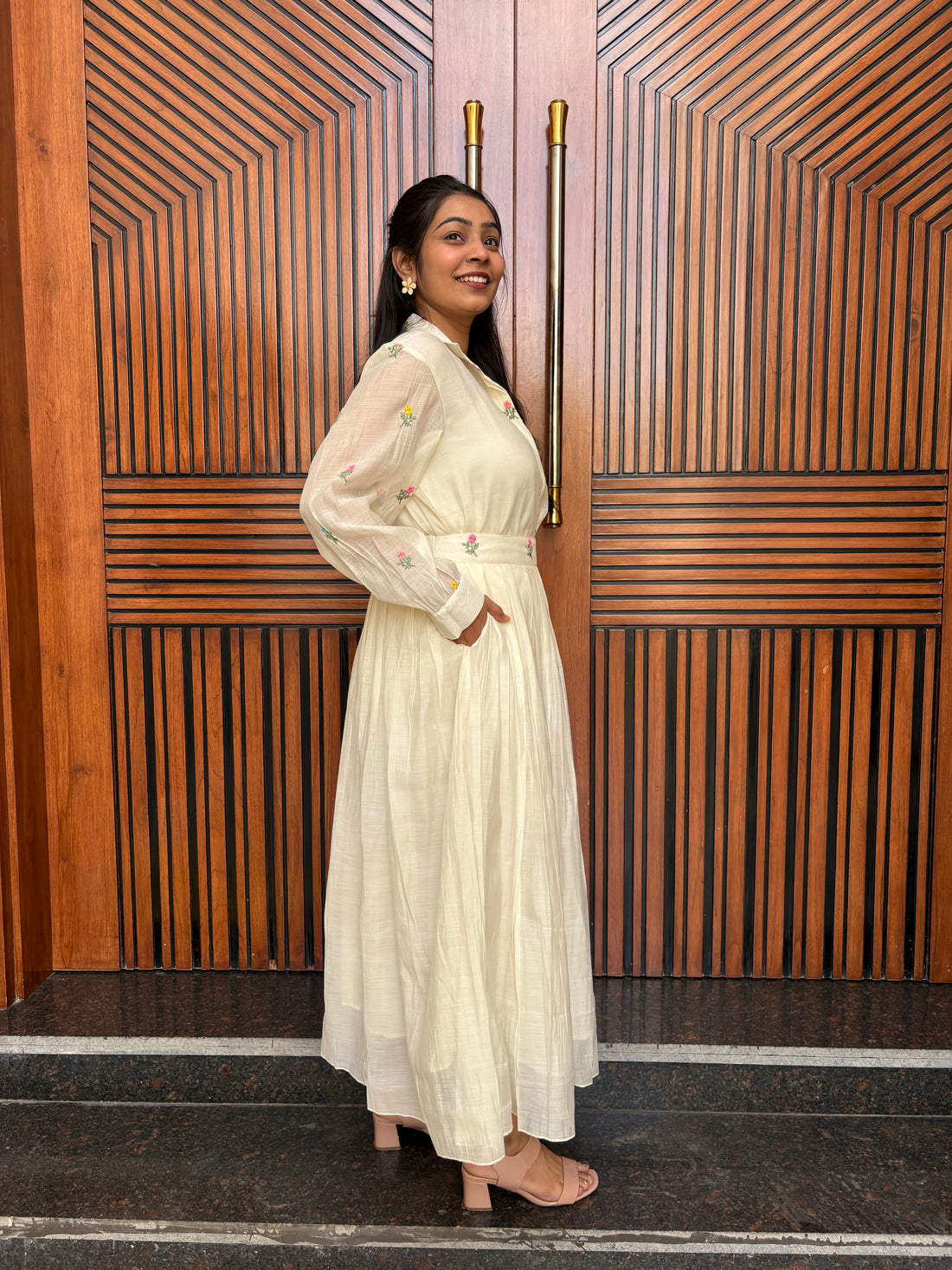 Chanderi Skirt Set - White