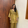 Aaina Muslin Coordset- Olive green