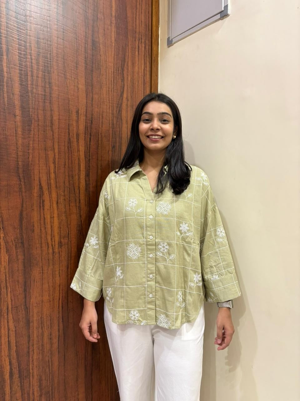 Embroidered Linen baggy shirt Embroidered