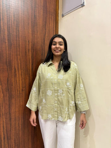 Embroidered Linen baggy shirt Embroidered