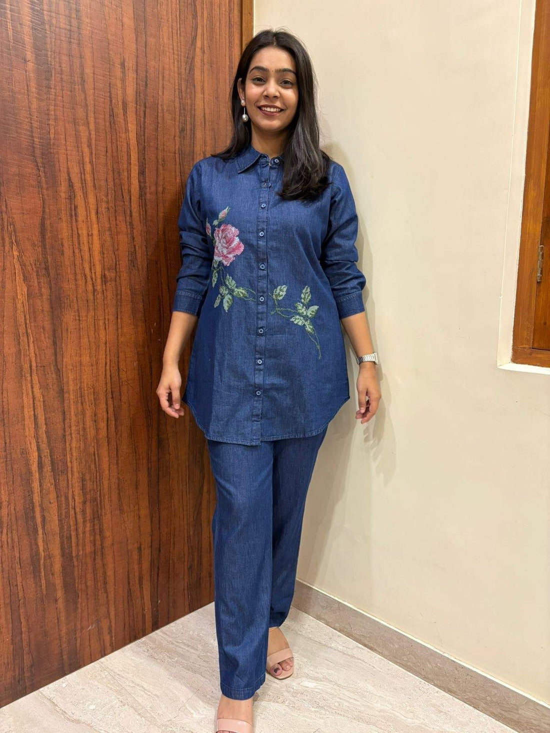 Denim Embroidered Coordset
