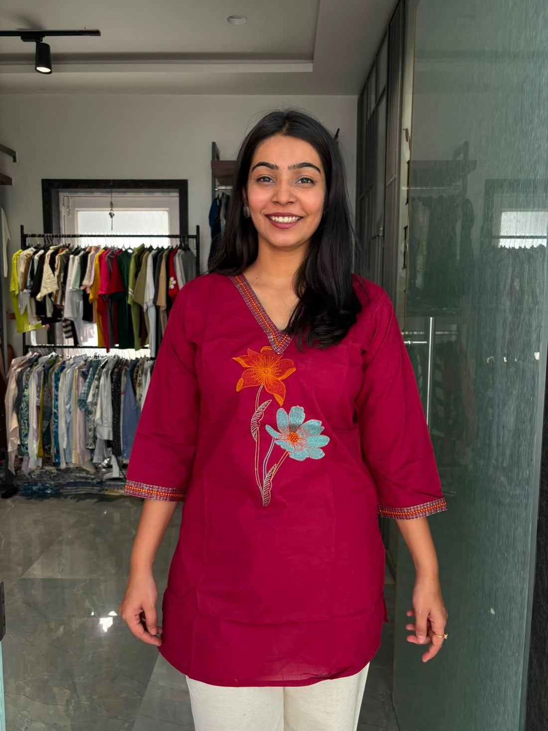 Embroidered Solid Tunic