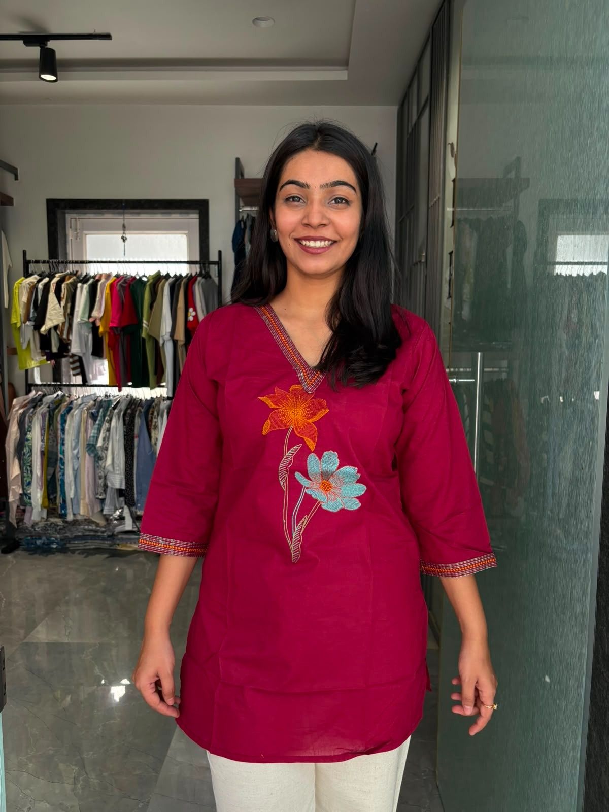 Embroidered Solid Tunic