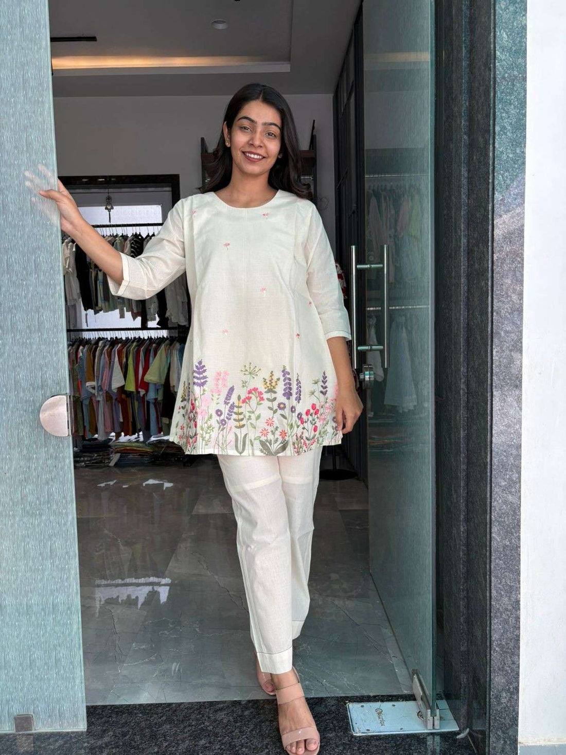 Cotton embroidered coordset