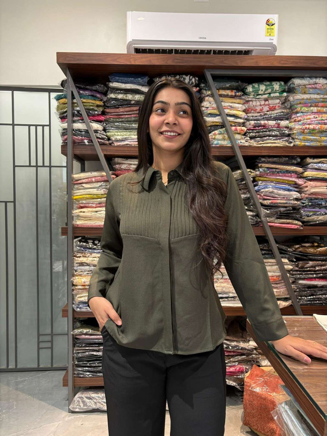 Imported pleated shirt