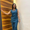 Satin solid tunic coordset