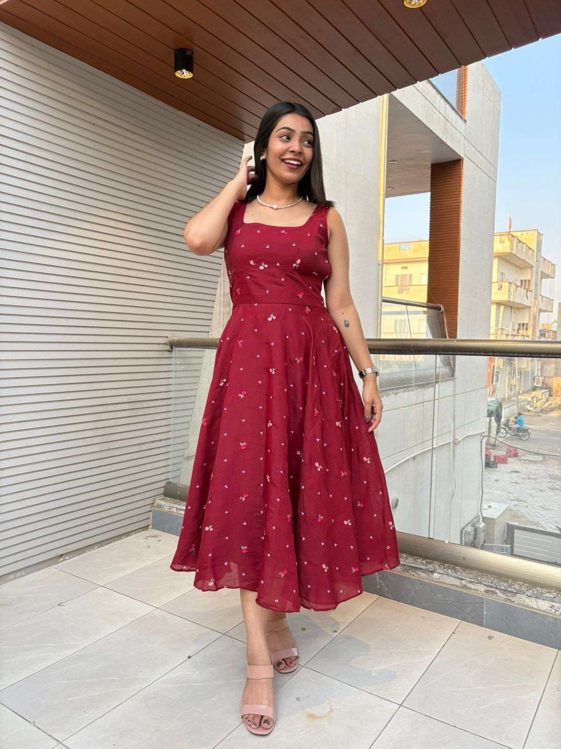 Laila Embroidered Chanderi Dress