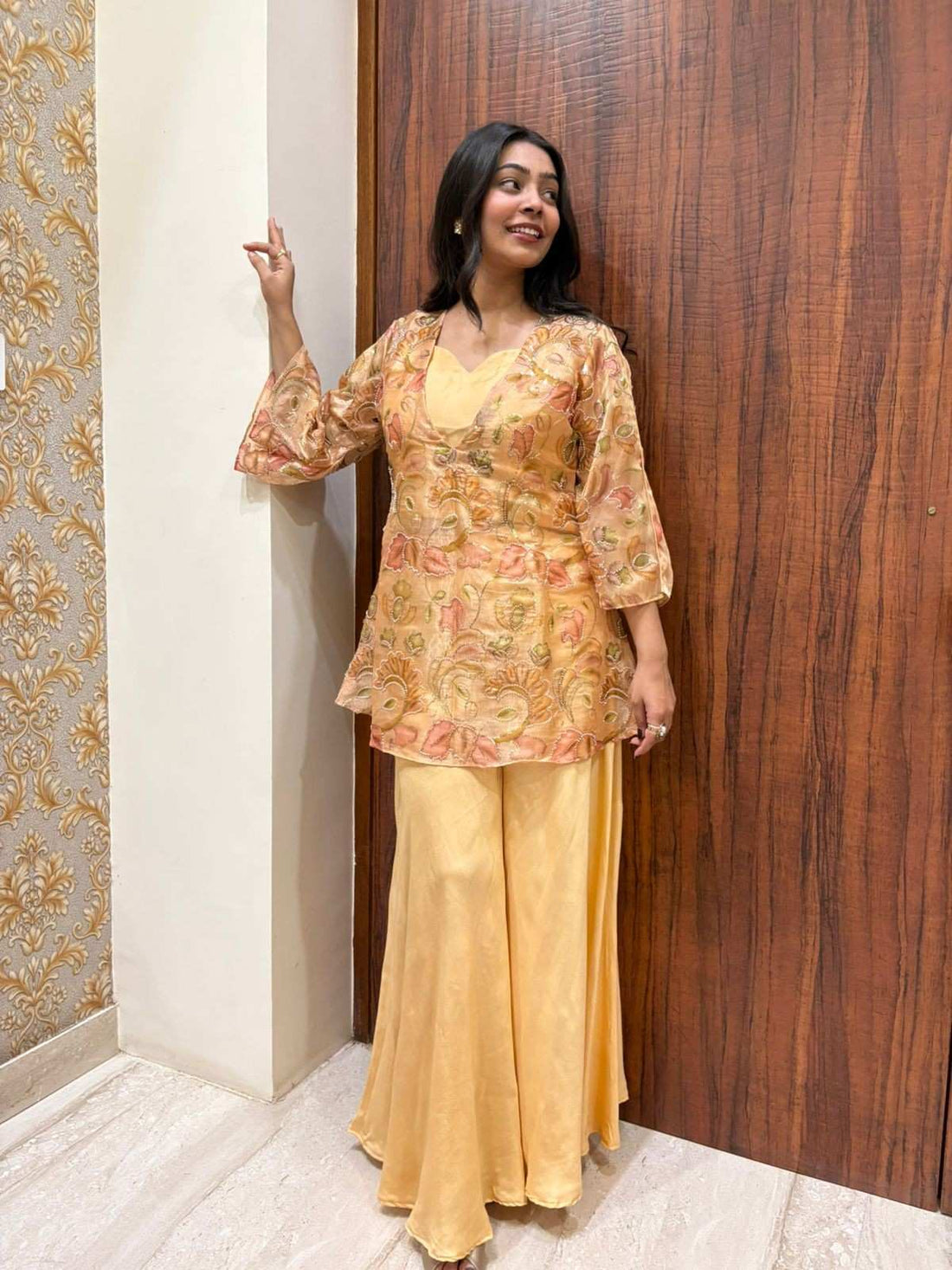 Peach Organza 3pc coordset