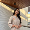 Embroidered solid linen Top