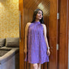 Halter neck Embroidered Chanderi Dress