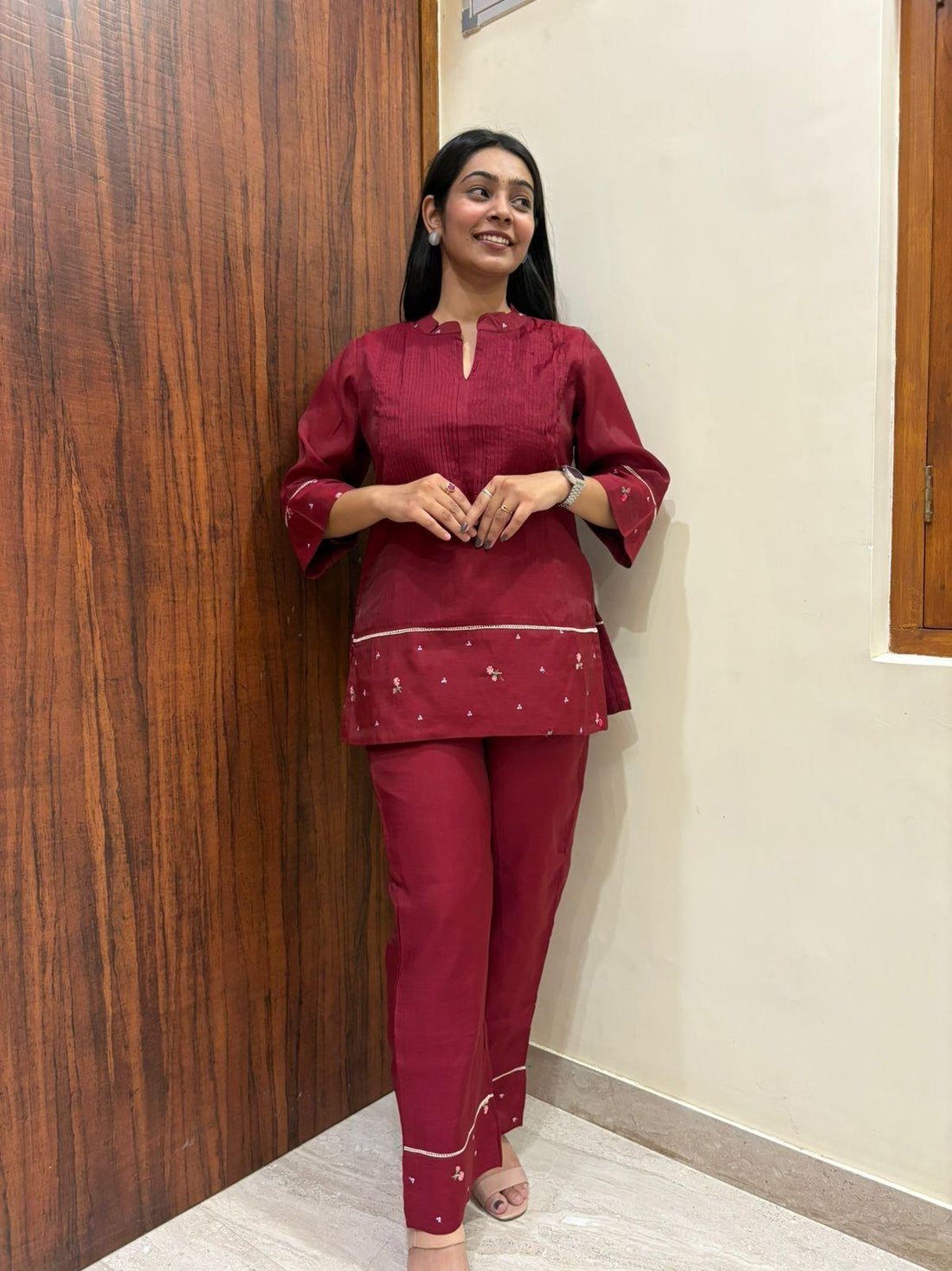 Chanderi Embroidered Coordset