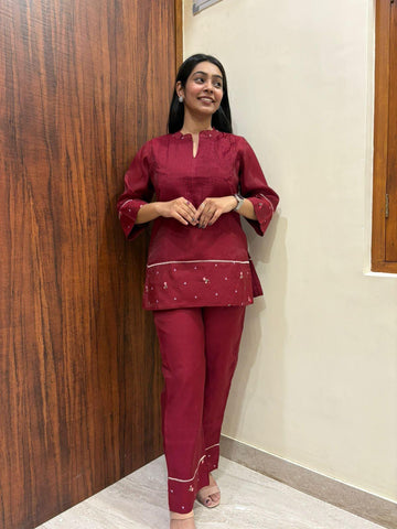 Chanderi Embroidered Coordset