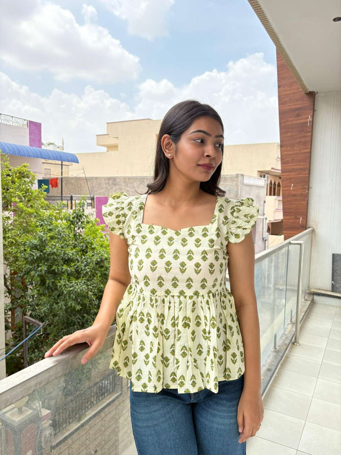 Cotton peplum top