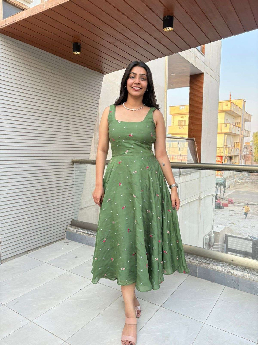 Laila Embroidered Chanderi Dress
