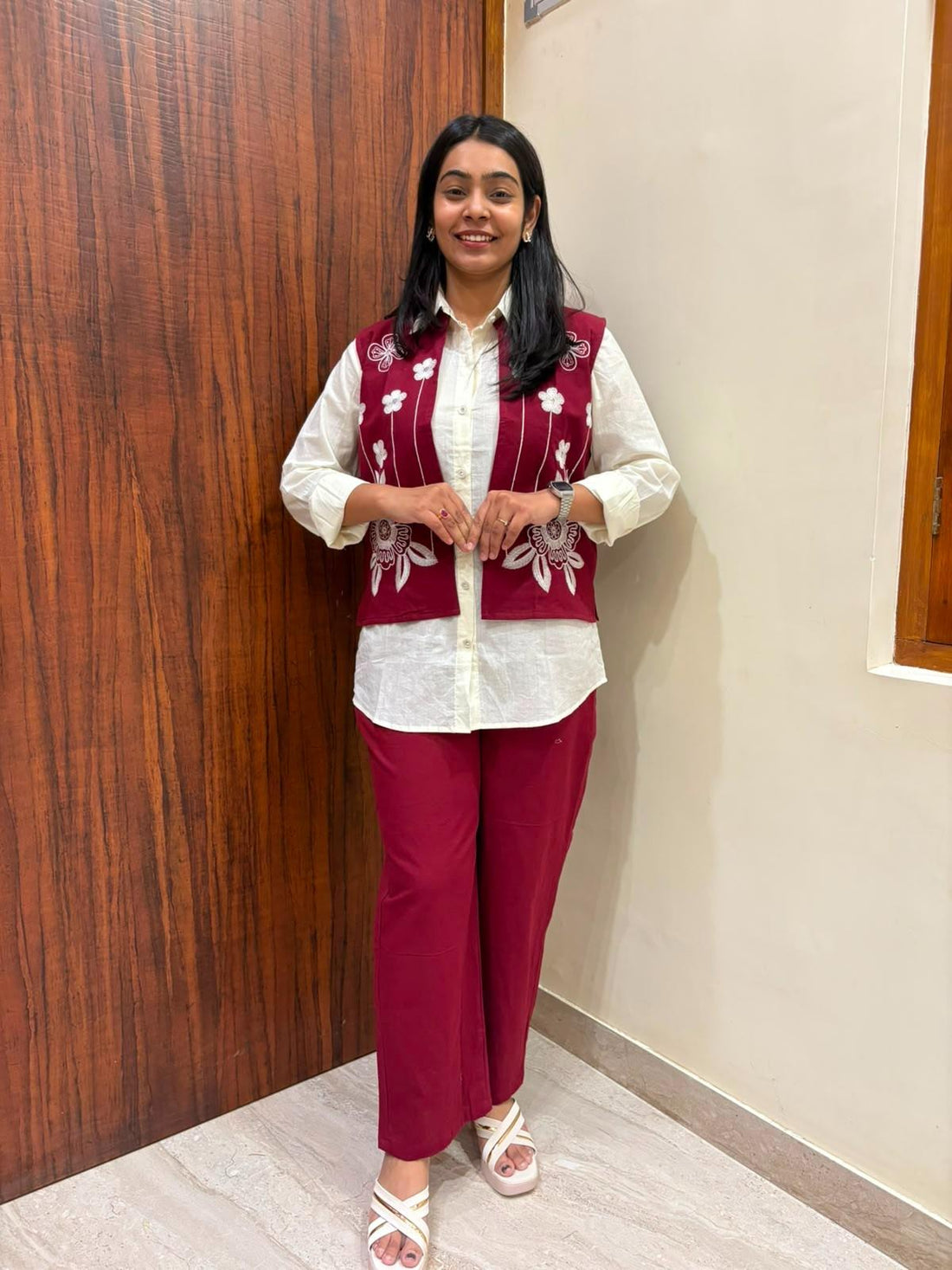 Embroidered 3pc Khadi coordset