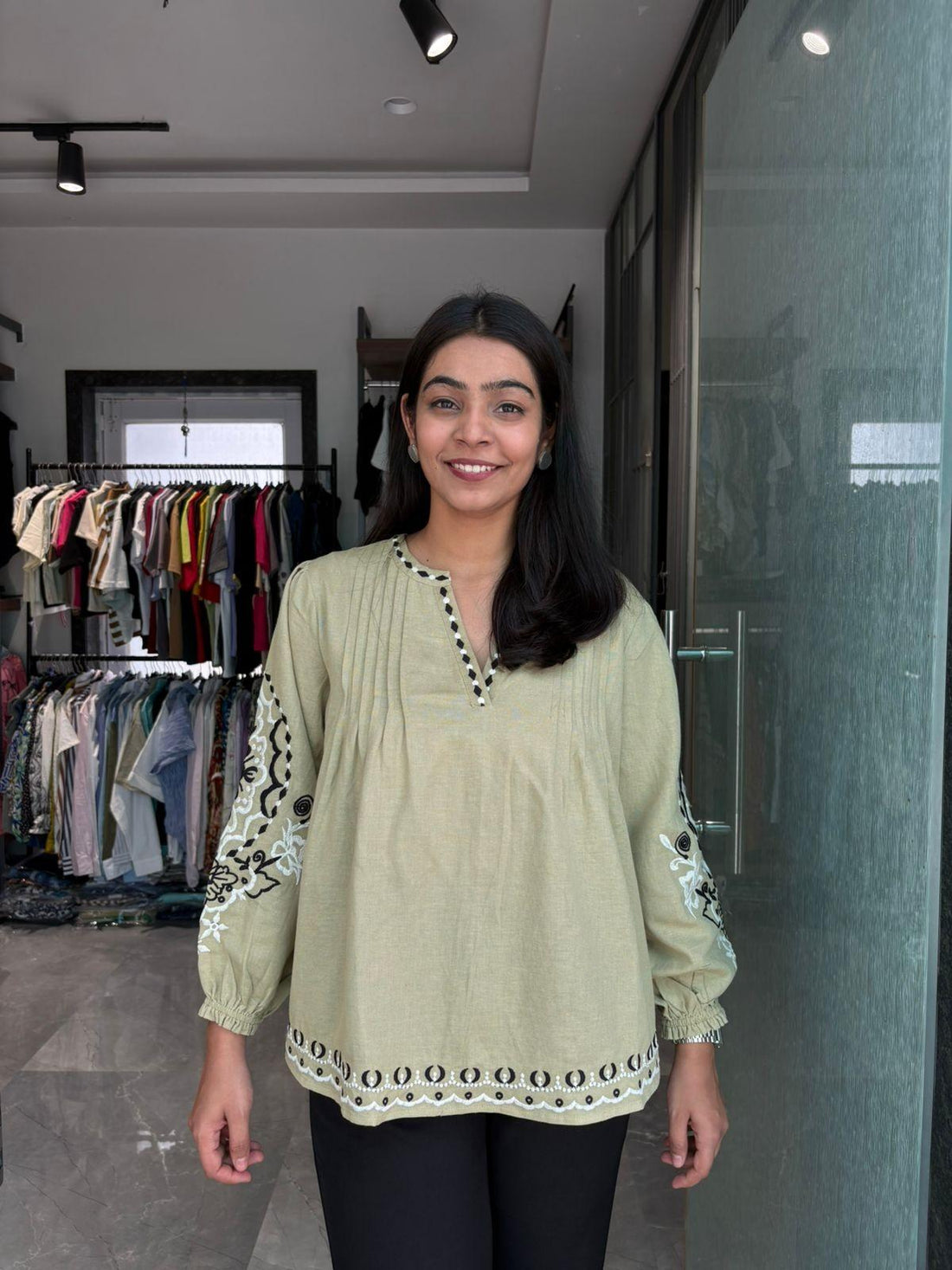 Embroidered Flex Cotton Tops