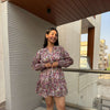 Cotton puffsleeves short dress