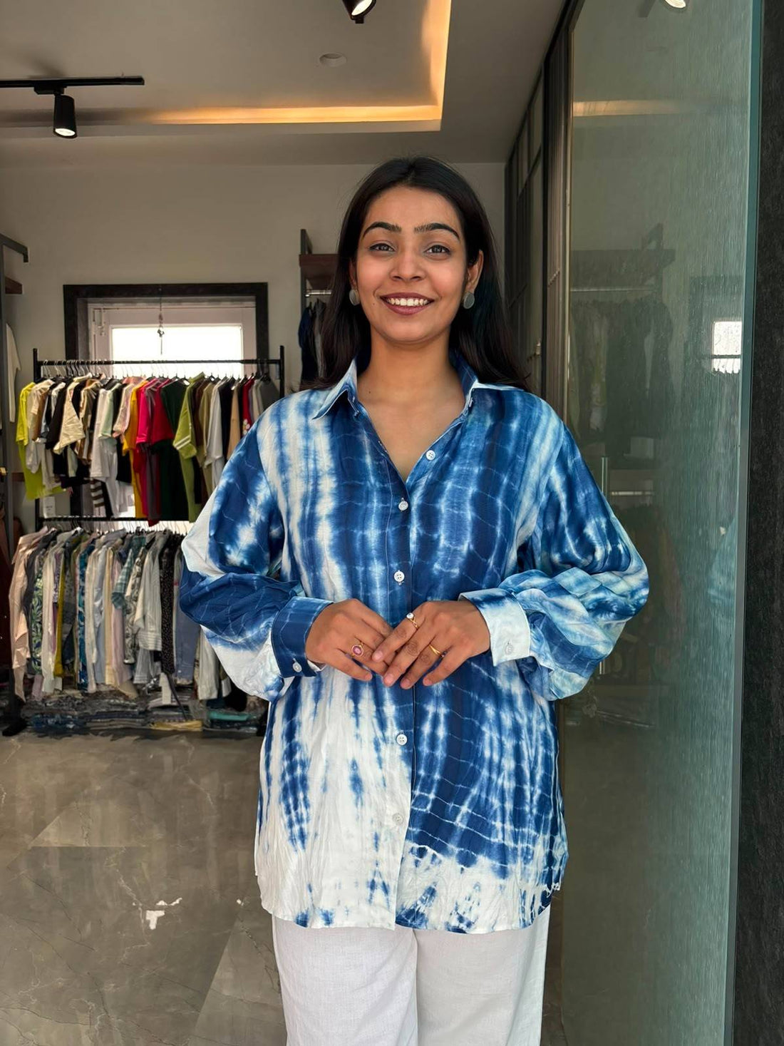 Shibori Tie-dye muslin shirts