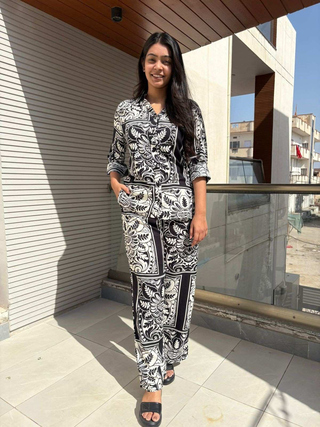block printed Shirt coordset